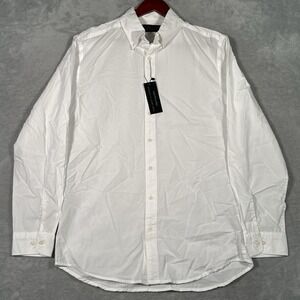 The Men's Store Bloomingdale's Shirt Mens L White Regular Fit Cotton Dress LS